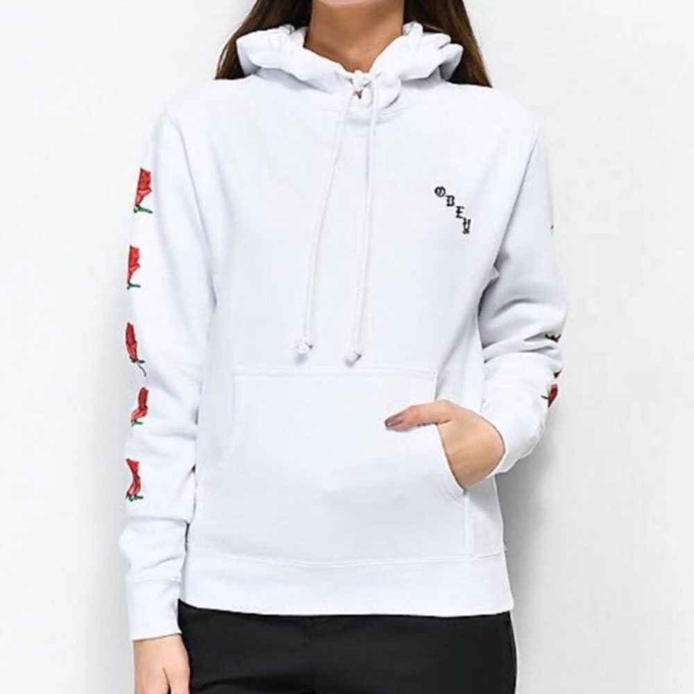 obey rose sleeve hoodie